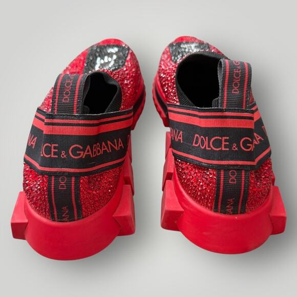 Dolce & Gabbana Sorrento Slip On Red Crystal Sneakers Size 40 Retail 1.3K - Picture 4 of 8